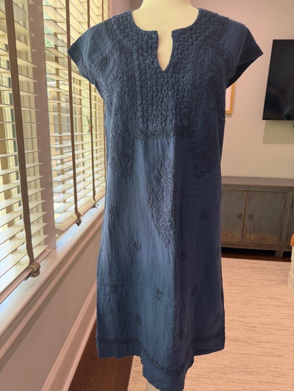 Roller Rabbit “Faith” Navy Embroidered Midi Dress. Good Condition. Size Small.